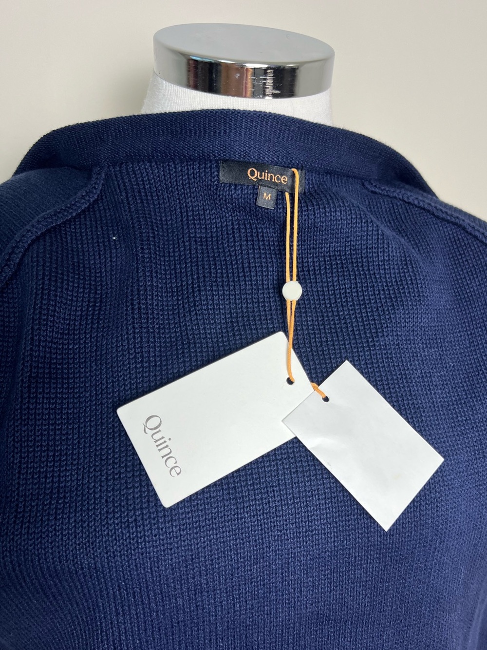 Quince Organic Cotton Sweater Jacket Navy Gold Button Cardigan Women's M NWT - Picture 8 of 11